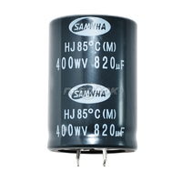 Конденсатор электролитический 820/400V*** <mini> (85°C) <HJ> 35x50 SAMWHA