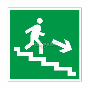 Знак Направление к эвакуационному выходу по лестнице вниз направо Е13 200х200