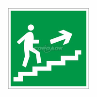 Знак Направление к эвакуационному выходу по лестнице вверх направо Е15 200х200