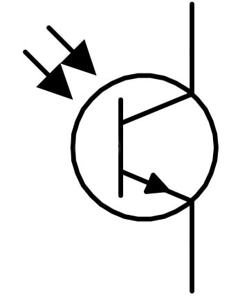 Схематическое изображение фототранзистора на электрических  схемах
